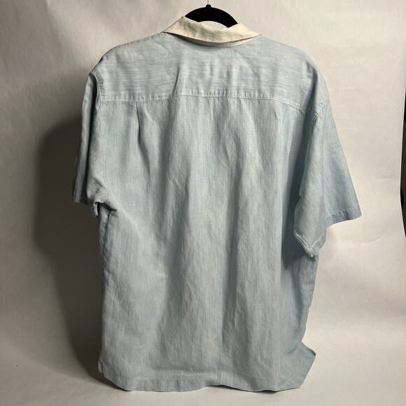 Tommy Bahama Men’s Hawaiian Camp Shirt – Large – Blue Floral – Silk Button‑Up - Picture 6 of 10